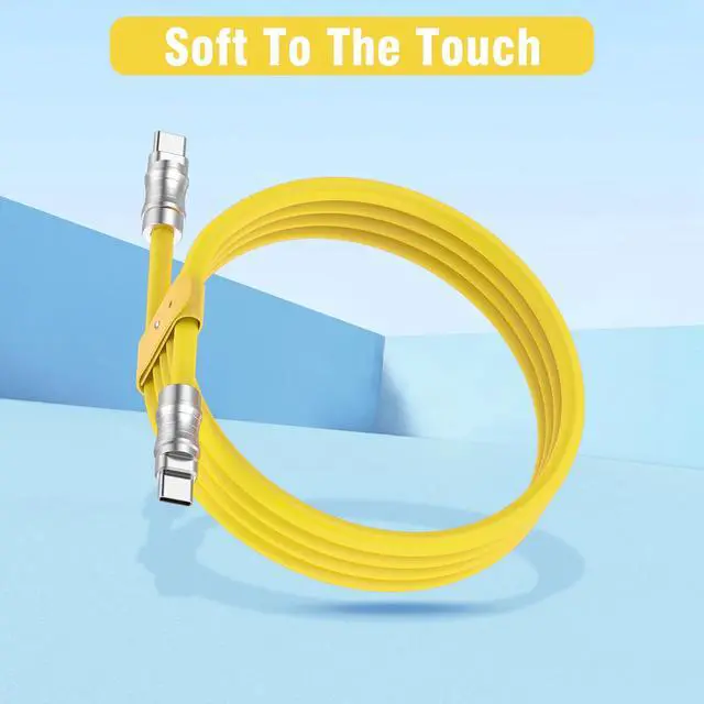 Alt view image 3 of 5 - IYUANEPRO USB C to USB C Silicone Cable 2Pack 10FT, Ultra Flexible & Soft USB Type C 100W Fast Charging Cable, Geek Industrial PD Data Transfer for Phones,Tablet,Laptops(Yellow)