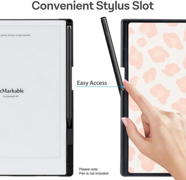 Alt view image 3 of 5 - CoBak Case for Remarkable 2 Paper Tablet - Lightweight and Hard Back Shell Protective Book Folio Cover with Built-in Pen Holder - for 10.3" 2020 Released (Pink Leopard)