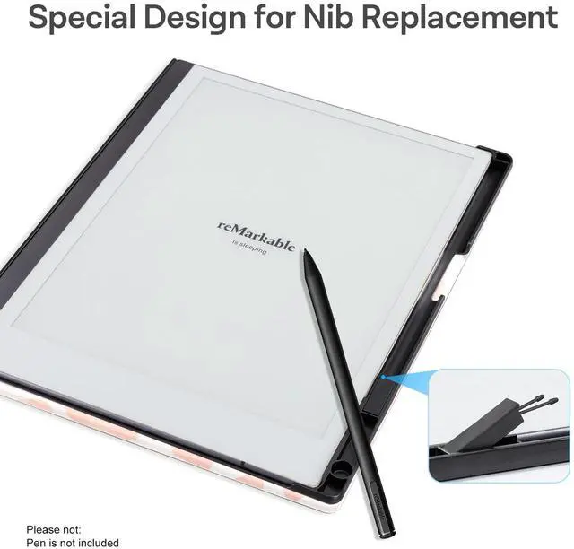 Alt view image 4 of 5 - CoBak Case for Remarkable 2 Paper Tablet - Lightweight and Hard Back Shell Protective Book Folio Cover with Built-in Pen Holder - for 10.3" 2020 Released (Pink Leopard)