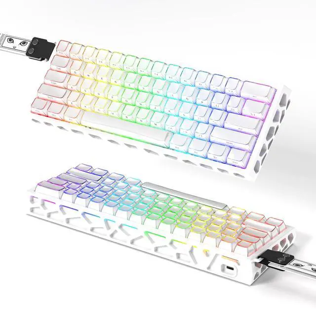 Main image of BOYI H60Pro Hollow Aluminum Rapid Trigger Magnetic Switch Keyboard,Hall Effect 8K Polling Rate RGB 60% Wired Compact 0.01mm Adjustable Actuation Gaming Keyboard(White Crystal Jelly Keycaps)