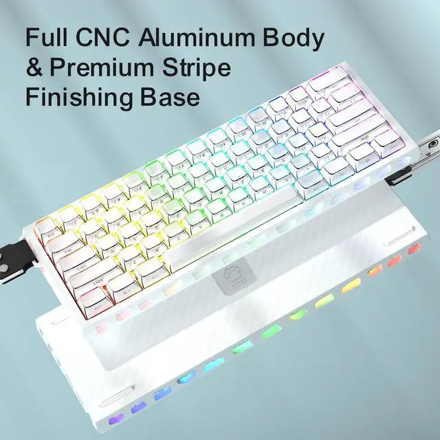 Alt view image 3 of 5 - BOYI H60Pro Hollow Aluminum Rapid Trigger Magnetic Switch Keyboard,Hall Effect 8K Polling Rate RGB 60% Wired Compact 0.01mm Adjustable Actuation Gaming Keyboard(White Crystal Jelly Keycaps)