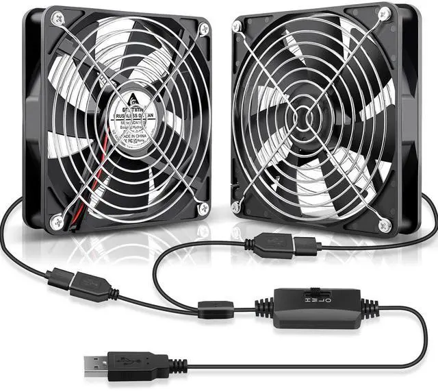 Main image of GDSTIME Dual 140mm USB Fan with Speed Control, 5V Powered DC Brushless PC Computer Case Cooling Fans with 2 in 1 USB Cable for AV Receiver DVR PlayStation Computer Home Theater Cabinet Cooling