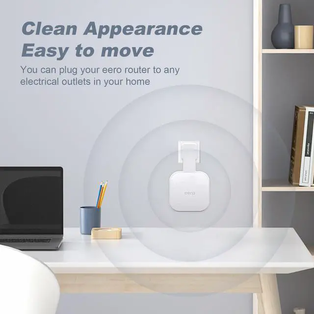 Alt view image 4 of 5 - Wall Mount Holder for eero Pro 6e/Pro 6, No Messy Wires, Space Saving, Outlet Wall Bracket Only Compatible with eero Pro 6e/Pro 6 Mesh Wi-Fi System Router (2 Pack)