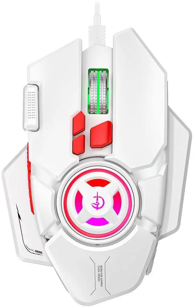 Main image of holy sword Gaming Mouse, 12800 DPI Optical Sensor, RGB Lighting, 11 Programmable Buttons, Ergonomic Design, Wired, Right-Handed (White)