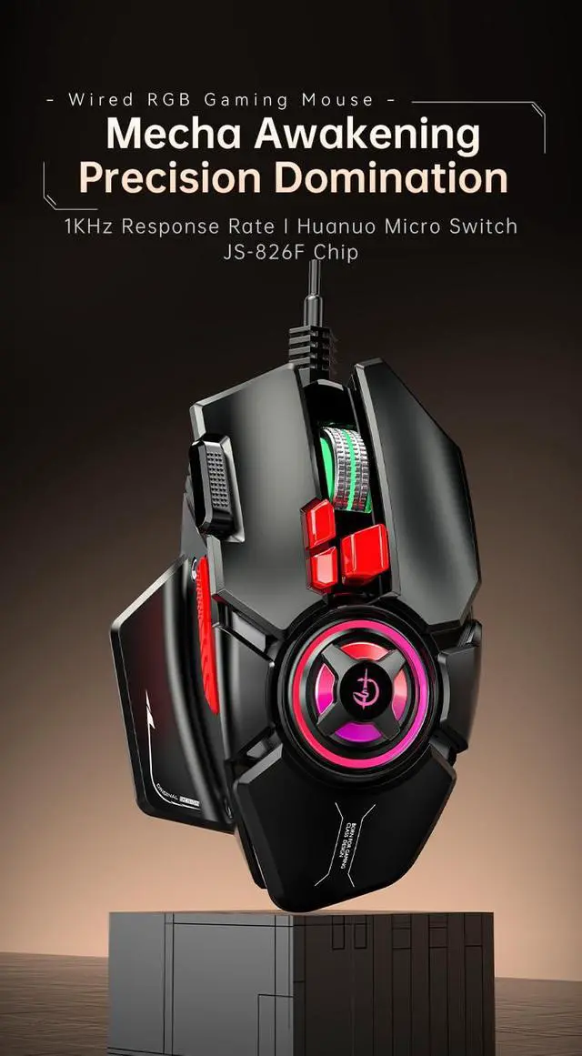 Alt view image 2 of 5 - holy sword Gaming Mouse, 12800 DPI Optical Sensor, RGB Lighting, 11 Programmable Buttons, Ergonomic Design, Wired, Right-Handed (White)
