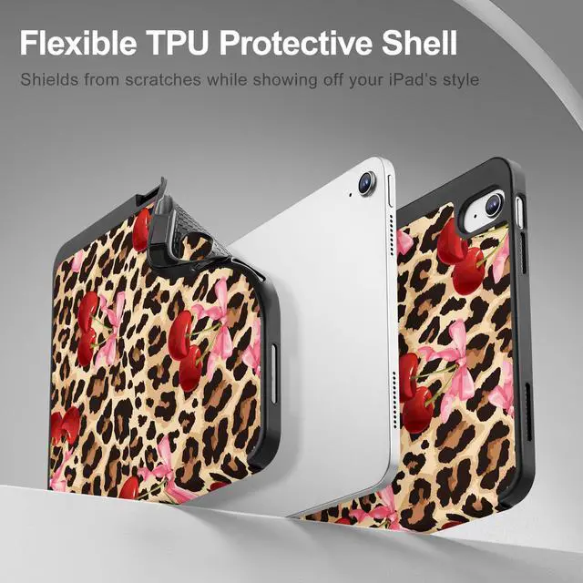 Alt view image 5 of 5 - May Chen for iPad (A16) 11th Generation Case 11 Inch 2025, iPad 10th Gen Case 2022 10.9 inch, Trifold Stand with Auto Wake/Sleep Soft TPU Protective Stand Back Cover, Cherry & Cheetah