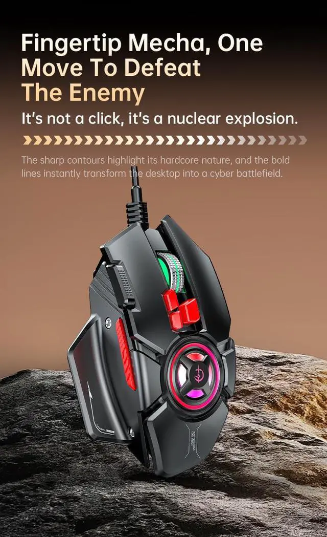 Alt view image 4 of 5 - holy sword Gaming Mouse, 12800 DPI Optical Sensor, RGB Lighting, 11 Programmable Buttons, Ergonomic Design, Wired, Right-Handed (White)