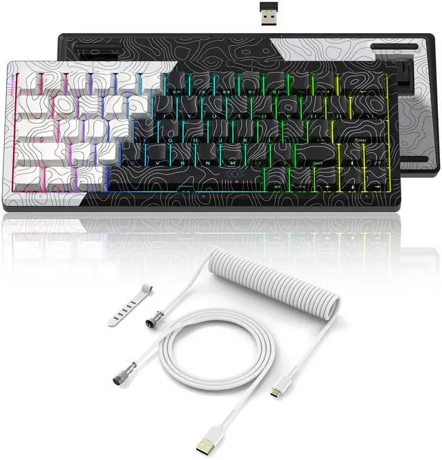 Main image of Womier Q61 60% Percent Keyboard with QMK/VIA Topographic Gaming Keyboard Coiled Keyboard Cable