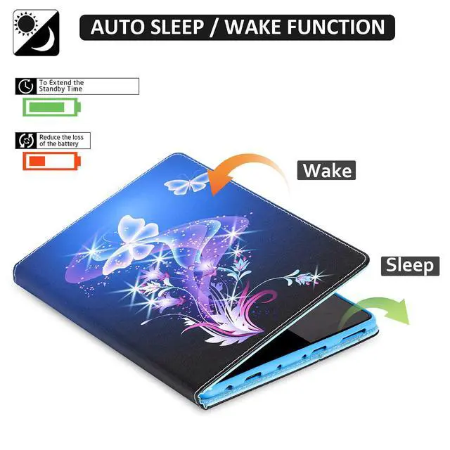 Alt view image 3 of 5 - Dteck Case for All-New Fire HD 10 & HD 10 Plus Tablet (2021 Release, 11th Generation) - Slim Multi-Angle Folio Stand Premium PU Leather Protective Smart Cover with Auto Wake Sleep, Twinkle Butterfly