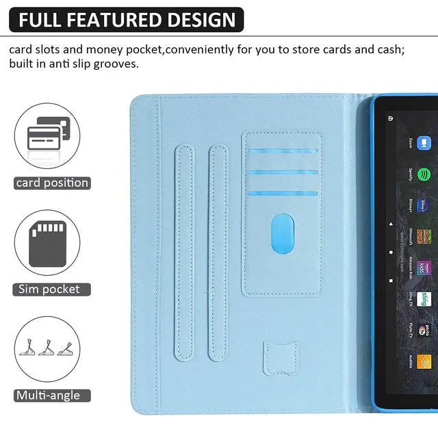 Alt view image 5 of 5 - Dteck Case for All-New Fire HD 10 & HD 10 Plus Tablet (2021 Release, 11th Generation) - Slim Multi-Angle Folio Stand Premium PU Leather Protective Smart Cover with Auto Wake Sleep, Twinkle Butterfly