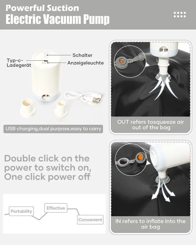 Alt view image 5 of 5 - suradar Vacuum Travel Backpack with Pump Vacuum Compression Seal Vacpack Air Backpack Laptop Backpack for Women Men Carry on Backpack Personal Item Travel Bag Luggage Flight Approved Grey Brown