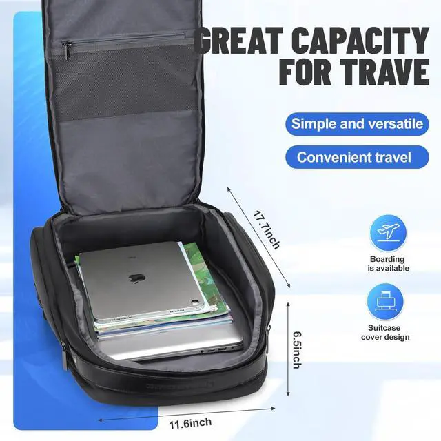 Alt view image 2 of 5 - JD JODEBES Laptop Backpack with TSA lock,USB Charging Port Fits School & Travel - Slim Water-Resistant Business Bag,24L Deep Storage Travel Backpack Fits 15.6/17.3 Inch Laptop Backpack (Black)