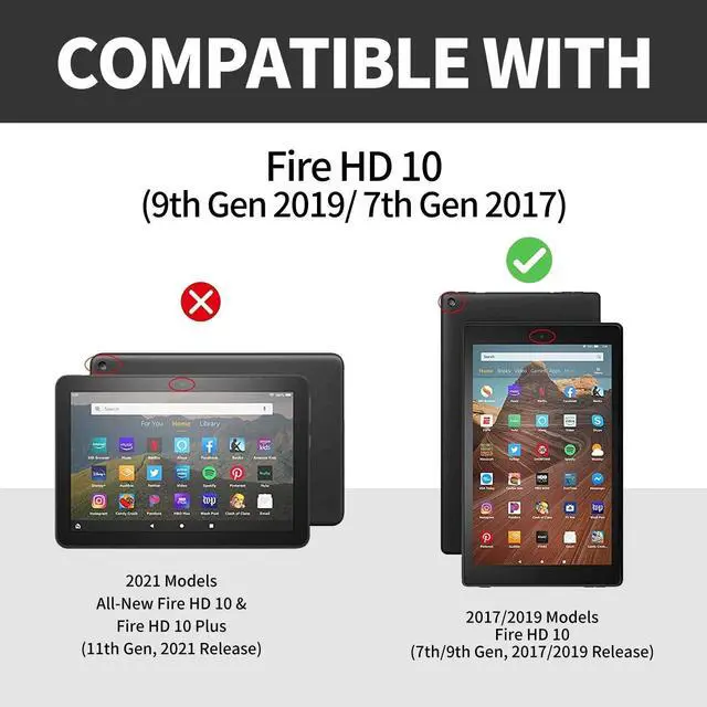 Alt view image 2 of 5 - for Fire HD 10 Tablet Case 2019/2017,BEOTIWAD Shockproof Slim PU Leather Stand Cover with Auto Sleep/Wake for All-New Amazon Kindle Fire 10,Cute Cats