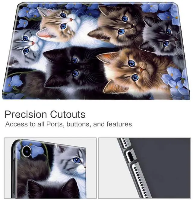 Alt view image 3 of 5 - for Fire HD 10 Tablet Case 2019/2017,BEOTIWAD Shockproof Slim PU Leather Stand Cover with Auto Sleep/Wake for All-New Amazon Kindle Fire 10,Cute Cats