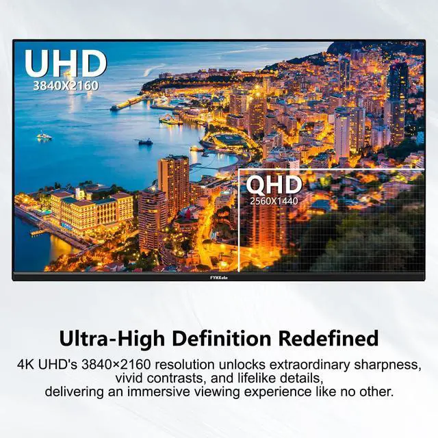 Alt view image 3 of 5 - 32 Inch 4K UHD 3840 * 2160 Computer Monitor 75hz 1MS, IPS Monitor for Design, Casual Gaming, Work, Ultra-Slim Bezel Monitor Support Adaptive-Sync,100% sRGB,HDR,2X DP & 2X HDMI, VESA 100 * 100mm