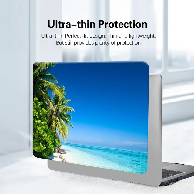 Alt view image 4 of 5 - Funut Compatible with MacBook Air 13 inch Case 2024 2023 2022 Release M3 M2 A3113 A2681, Plastic Laptop Hard Shell Case & Keyboard Cover for MacBook Air 13.6" with Touch ID, Blue Ocean