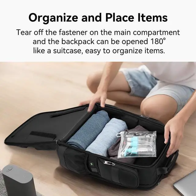 Alt view image 5 of 5 - CROSSGEAR Business Travel Laptop Backpack, TSA Friendly Carry On Airline Approved, Fits 16 Inch Laptop, Multi-Pocket, USB Port, Water Resistant, Casual Daypack for Men, Commute Business Work Backpack