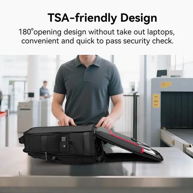 Alt view image 4 of 5 - CROSSGEAR Business Travel Laptop Backpack, TSA Friendly Carry On Airline Approved, Fits 16 Inch Laptop, Multi-Pocket, USB Port, Water Resistant, Casual Daypack for Men, Commute Business Work Backpack
