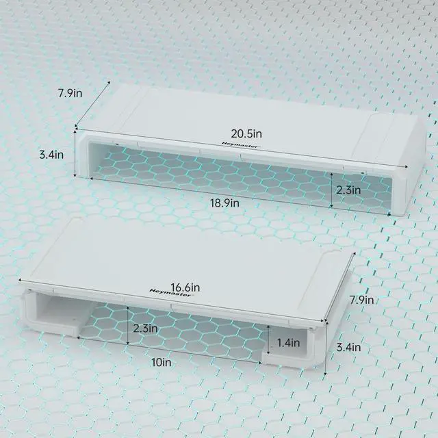 Alt view image 5 of 5 - Heymaster Monitor Stand Riser, Foldable Computer Monitor Riser, Adjustable Length Computer Stand, Desk Shelf Riser with Storage Drawer &Tablet Phone Stand for Desktop, Laptop