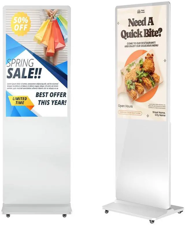 Main image of QIXZOCV MWE 37 Inch Digital Signage Displays, LCD Screen Advertising Kiosk with Custom Service, Indoor Floor Standing Commercial Totem, Android System Vertical Poster with Auto Media Player-White