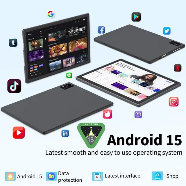 Alt view image 5 of 5 - Android 15 Tablet with Keyboard, 16GB8+8RAM+256 Storage(Expand to 2TB), 8000mAh Battery, Widevine L1,10 Inch Tablets with 5G/2.4G WiFi, BT5.0, GMS Certified, with Mouse, Case, Stylus (Pink Case)