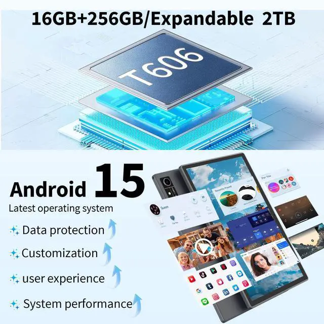 Alt view image 4 of 5 - Android 15 Tablet with Keyboard, 16GB8+8RAM+256 Storage(Expand to 2TB), 8000mAh Battery, Widevine L1,10 Inch Tablets with 5G/2.4G WiFi, BT5.0, GMS Certified, with Mouse, Case, Stylus (Pink Case)