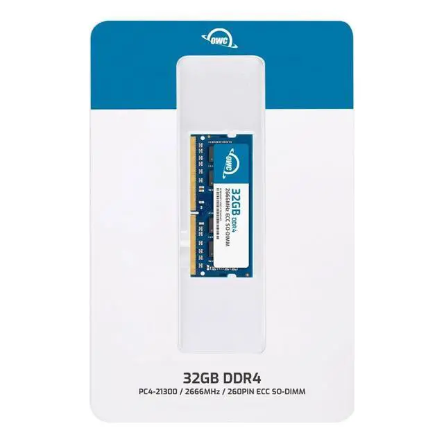 Alt view image 2 of 5 - OWC 32GB DDR4 2666MHz PC4-21300 CL19 2RX8 ECC Unbuffered SODIMM 1.2V 260-pin Memory RAM
