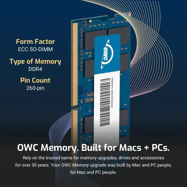 Alt view image 3 of 5 - OWC 32GB DDR4 2666MHz PC4-21300 CL19 2RX8 ECC Unbuffered SODIMM 1.2V 260-pin Memory RAM