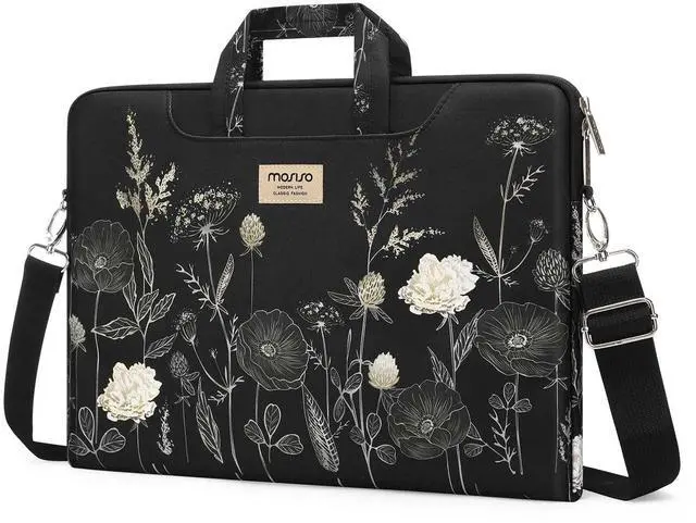Main image of MOSISO Laptop Bag for Women, 13.3 inch Computer Bag Compatible with MacBook Pro 14, HP, Dell, Asus Notebook, 13-13.3 inch Laptop Messenger Shoulder Sleeve with Strap, Retro Flower