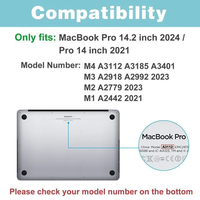 Alt view image 2 of 5 - ProCase for MacBook Pro 14.2 inch 2024 M4 A3112 A3185 A3401/Pro 14 2023 2022 2021 M3 A2918 A2992 M2 A2779 M1 A2442, Slim Protective Hard Shell Case and Keyboard Skin Cover -Black