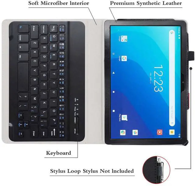 Alt view image 4 of 5 - Bige for Onn 10.1 inch Keyboard Case 2022, PU Leather Cover with Removable Keyboard for 10.1 inch Tablets (Just Fit Onn 10.1 2022), Black