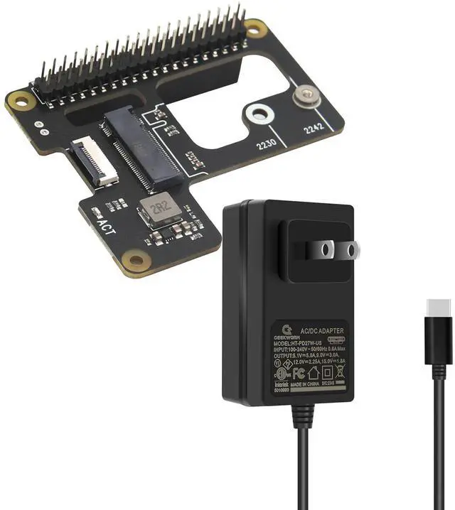 Main image of Geekworm X1000 PCIe M.2 Key-M NVMe SSD PIP PCIe Peripheral Board with PD 27W Power Supply for Raspberry Pi 5
