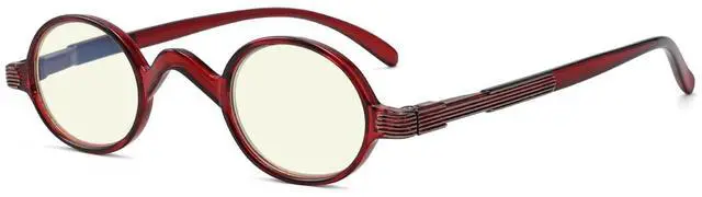Main image of Eyekepper Blue Light Filter Glasses - Computer Reading Glasses - Small Round Blocking Readers Reading with Spring Hinges - Red +3.00