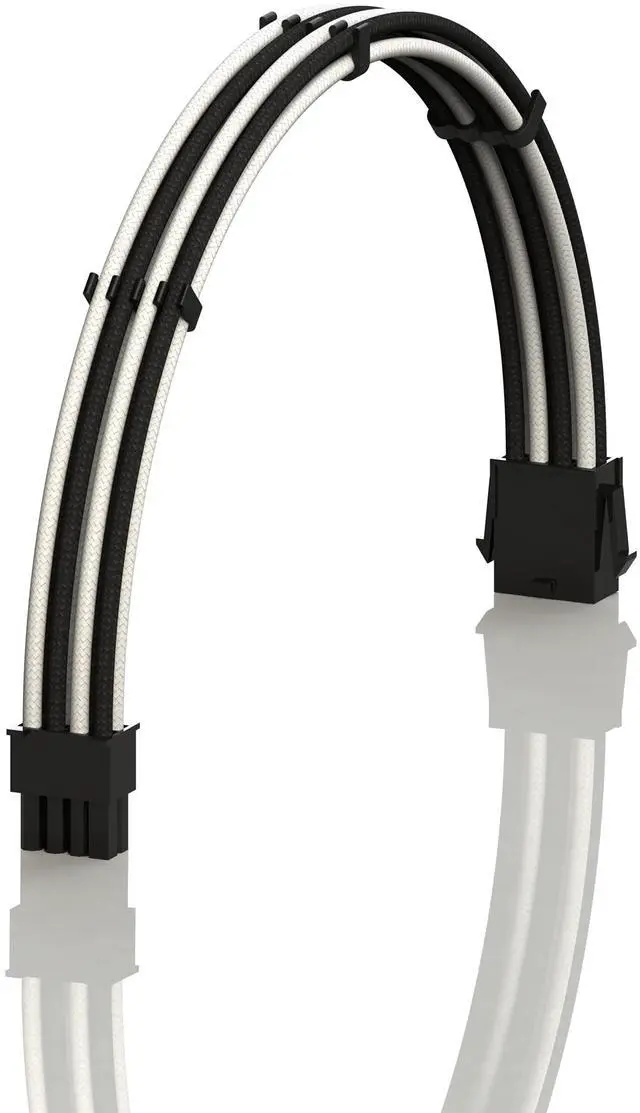 Main image of LINKUP - AVA 50cm EPS 8P(4+4) CPU ATX Motherboard PSU Power Supply Braided Sleeved Custom Mod PC Extension Cable w/Combs | Strong & Stiff Design | Single Pack | 500mm - WhiteBlack