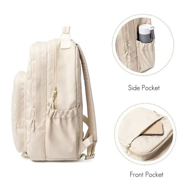 Alt view image 5 of 5 - FANDARE Casual Backpack Men Women 15.6 inch Laptop Daypacks Bag Rucksack for Hiking Camping Travel Outdoor Activities Waterproof PolyesterGrey Pink