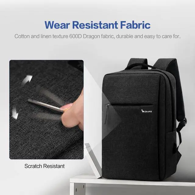 Alt view image 4 of 5 - OIWAS 14 Inch Laptop Backpack Lightweight Computer Backpack for Men with USB Charging Port Clean Design Mens Laptop Backpack for Travel, Business, Casual, Black