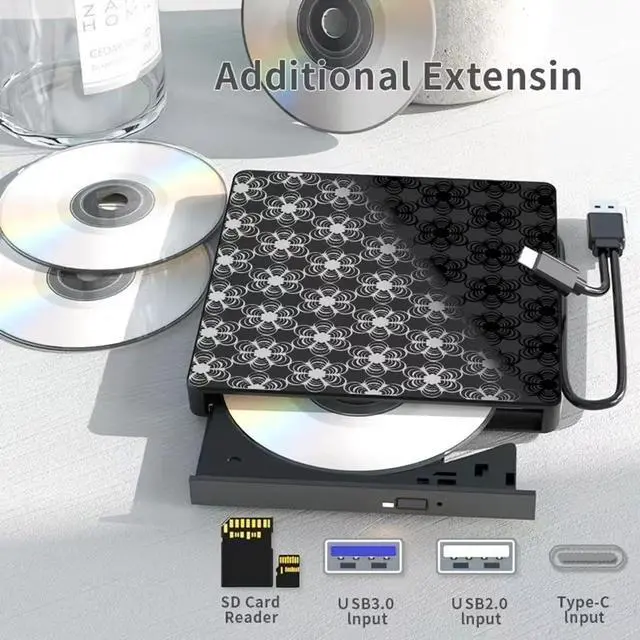 Alt view image 3 of 5 - External CD/DVD Drive for Laptop, DVD Player, 8 in 1 USB 3.0 Ultra-Slim Portable, CD Burner External Disk Drive Optical Compatible with with Desktop PC Windows 11/10/8 Linux Mac OS Mac MacBook Pro/Air