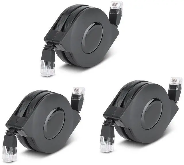 Main image of Zerone CAT 6 Ethernet Cable Ultra Flat, Adjustable Retractable CAT6 RJ45 LAN Network Cable Patch Shielded Flat Ethernet Cord(2M) (3 Pcs)