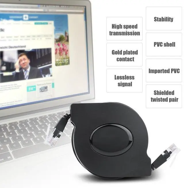 Alt view image 3 of 5 - Zerone CAT 6 Ethernet Cable Ultra Flat, Adjustable Retractable CAT6 RJ45 LAN Network Cable Patch Shielded Flat Ethernet Cord(2M) (3 Pcs)