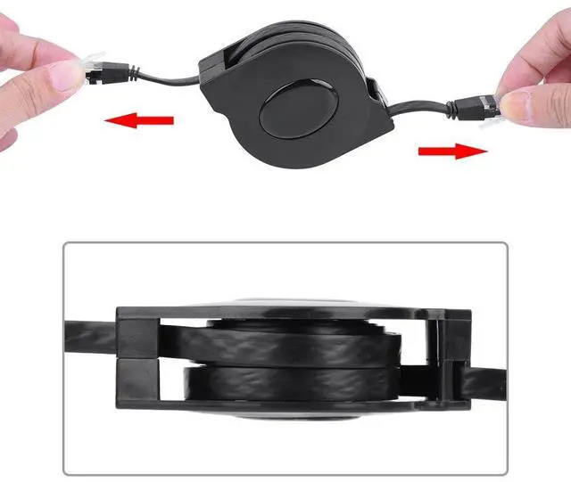 Alt view image 4 of 5 - Zerone CAT 6 Ethernet Cable Ultra Flat, Adjustable Retractable CAT6 RJ45 LAN Network Cable Patch Shielded Flat Ethernet Cord(2M) (3 Pcs)