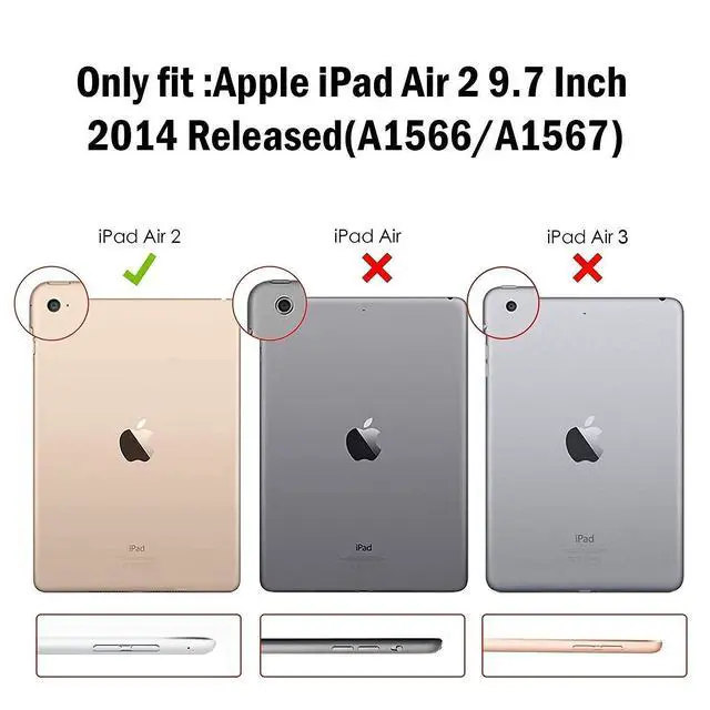 Alt view image 2 of 5 - ProCase iPad Air 2nd 2014 Metallic Slim Hard Shell Case Bundle with 2 Pack iPad 9.7 2018 & 2017 / iPad Pro 9.7 / iPad Air 2 / iPad Air Tempered Glass Screen Protectors