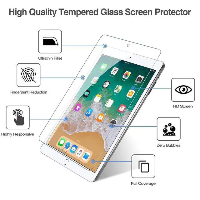 Alt view image 5 of 5 - ProCase iPad Air 2nd 2014 Metallic Slim Hard Shell Case Bundle with 2 Pack iPad 9.7 2018 & 2017 / iPad Pro 9.7 / iPad Air 2 / iPad Air Tempered Glass Screen Protectors