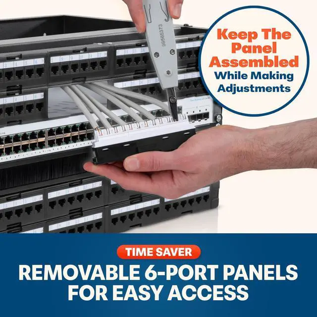 Alt view image 2 of 5 - Everest RJ45 24 Port Cat6 / 6A Patch Panel  Modular 6-Port Removable Panels for Easy Access  1U Rack Mountable Network Panel  10Gb Connection Panel  110 or Krone Tool Compatible