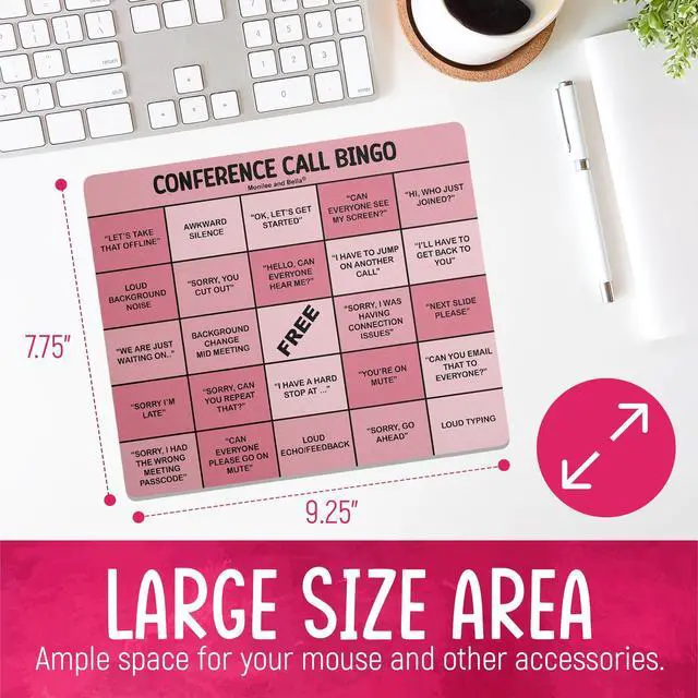 Alt view image 2 of 5 - Monilee and Bella Fun and Functional Conference Call Bingo Mouse Pad - Perfect Office Gift for Co-Workers - Spice Up Virtual Meetings with Humor and Efficiency (Pink)