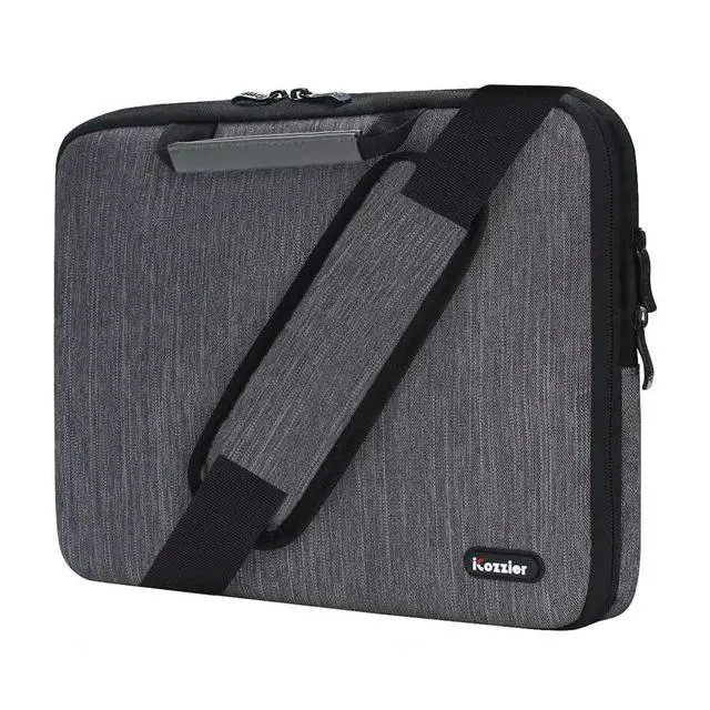 Alt view image 2 of 5 - iCozzier 13-13.3 Inch Handle Laptop Briefcase Shoulder Bag Electronic Accessories Organizer Messenger Carrying Case with Shoulder&Luggage Strap - Grey