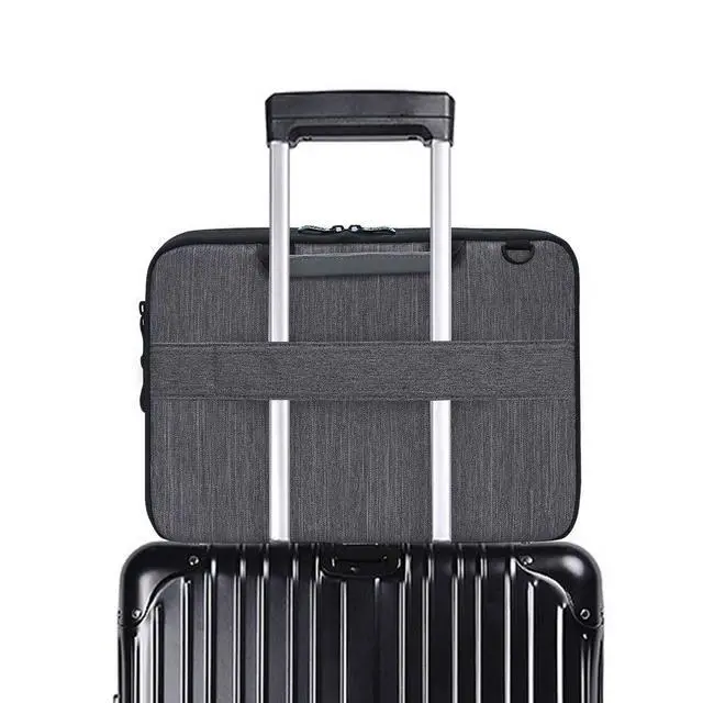 Alt view image 5 of 5 - iCozzier 13-13.3 Inch Handle Laptop Briefcase Shoulder Bag Electronic Accessories Organizer Messenger Carrying Case with Shoulder&Luggage Strap - Grey