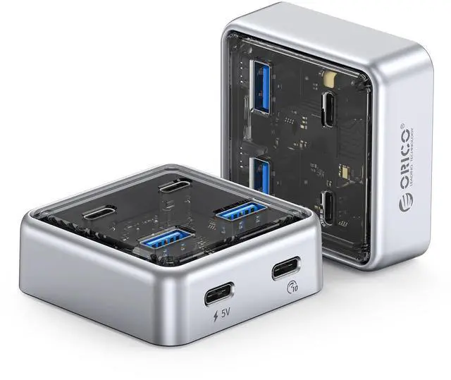 Main image of ORICO 10Gbps USB-C Hub, 4-Port Zinc Alloy USB 3.2 Splitter with 2 USB-A & 2 USB-C Ports, High-Speed Data Extender for Laptops, PCs, Desktops, and More (1.64Ft)