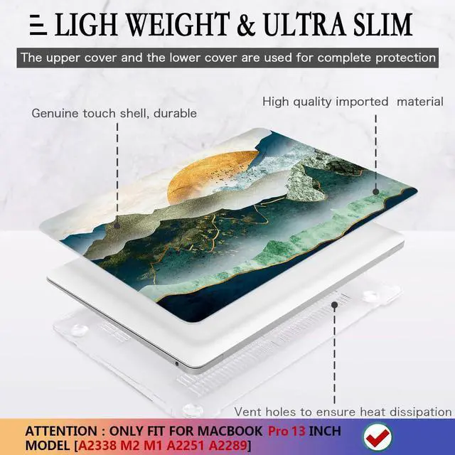 Alt view image 4 of 5 - CISSOOK Compatible with MacBook Pro 13 inch 2025-2020 Model A2338 A2251 A2289 with Touch Bar, Sunshine and Mountain Scenery Cover for MacBook Pro 13 M2 M1 with Keyboard Cover