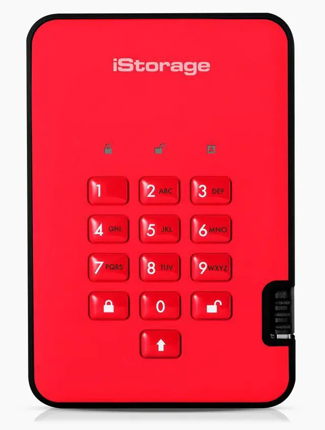 Main image of iStorage diskAshur2 HDD 1TB Red | Secure portable hard drive | Password protected | Dust & water resistant | Hardware Encryption
