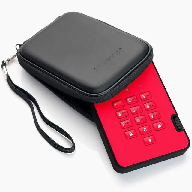 Alt view image 3 of 5 - iStorage diskAshur2 HDD 1TB Red | Secure portable hard drive | Password protected | Dust & water resistant | Hardware Encryption